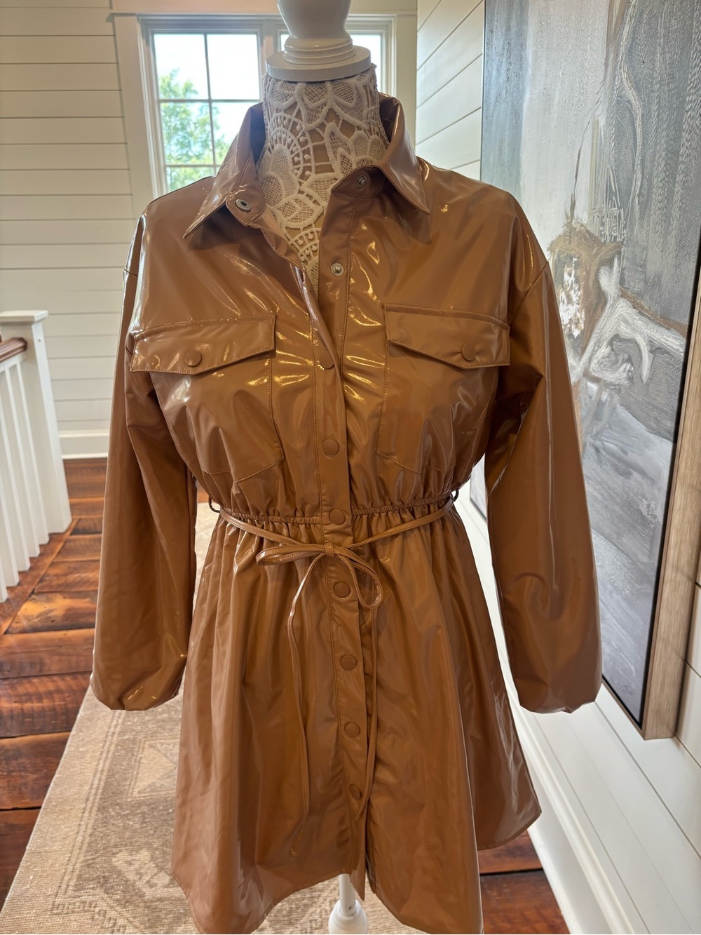 Glossy Tan Dress